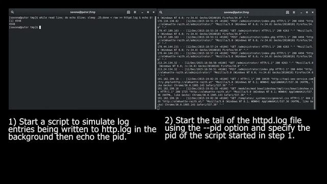Using Linux Tail Command with PID Terminate Option