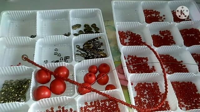 Комплект "Коралловый риф" ? из кораллового бисера. смотреть онлайн