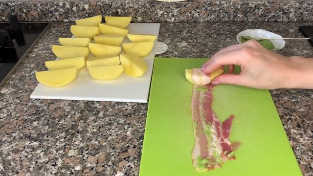 Картофель в обертке из бекона с васаби. Горячая закуска! смотреть онлайн