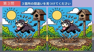 【間違い探し】難問編！左右の絵の３つのまちがいを見つけ出して、記憶力や認知力を高めよう！【クイズ】