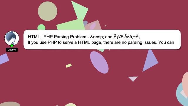 HTML : PHP Parsing Problem - &nbsp; and ÃƒÆ’Ã¢â‚¬Å¡ смотреть онлайн