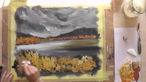 Живопись акрилом на холсте  Осень