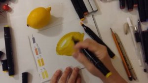 Скетчинг маркерами. Рисуем лимон. Часть 1.