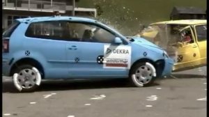 Volkwagen Polo (9N) Vs. Volkwagen Golf (MkI) Frontal Offset Impact (DEKRA Crash Test)