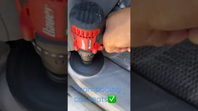 How to shampoo your car seats and agitate with a drill brush! #drillbrush #autodetailing #shampoo