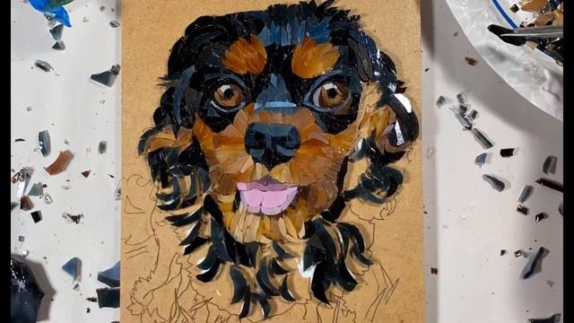 Ep. 107 GROUTING THE ART PLACE MOSAIC, Finishing the mosaic dog portrait & grouting, & a sunflower! смотреть онлайн