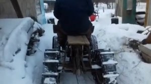 Из минитрактора снегоход своими руками / Испытания