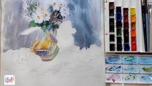 Осенний натюрморт акварелью. Autumn still life in watercolor.