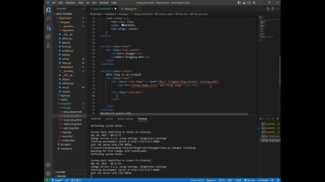Part 17 : Blog Home(1) | Python and Django Blog | #django #python #html #css #blog