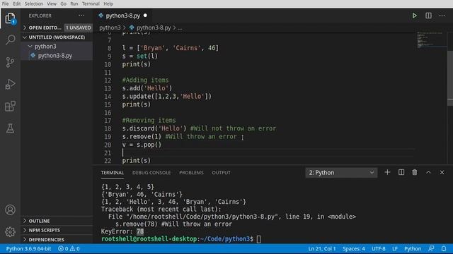 Python 3 - Episode 8 - Sets