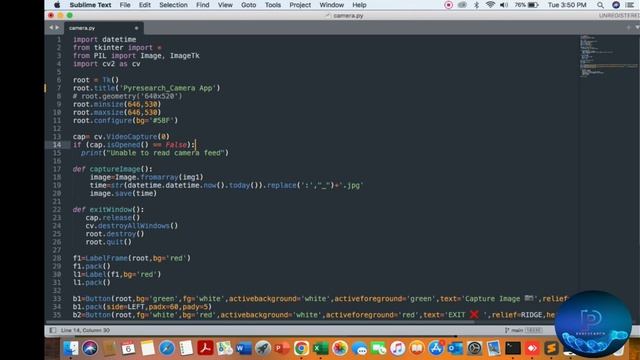 Make Camera App using Tkinter and OpenCV in Python