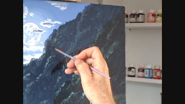 Видео 2 Часть 18 Как нарисовать пляж и горы и лунный свет смотреть онлайн