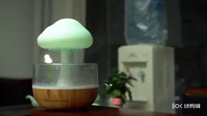 Капельный УВЛАЖНИТЕЛЬ ВОЗДУХА ГРИБ с дождем и подсветкой.