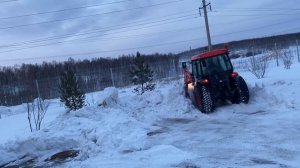 Трактор Kioti уборка снега