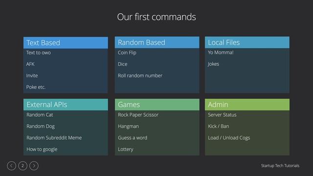 ULTIMATE DISCORD BOT - Episode 7 - Create first real commands: Coin Flip, Random Number, Dice