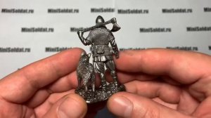 Оловянный солдатик викинг с волком 54 мм