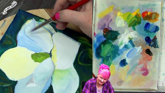Magnolia Flower botanical Acrylic painting Step by step  | TheArtSherpa
