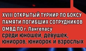 XVIII Открытый турнир по боксу памяти погибших сотрудников ОМВД по г. Лангепасу