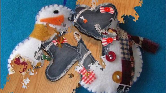 Елочные игрушки из фетра и ткани. смотреть онлайн