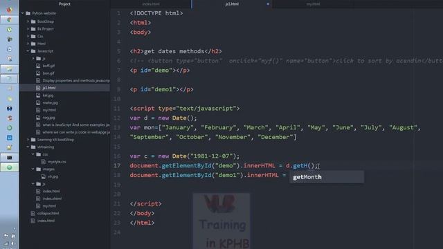 Date Object Get Method JavaScript Training Videos  Telugu 38 I JavaScript Tutorials I Training