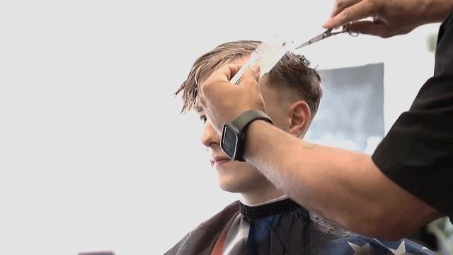 pompadour fade haircut with fam Style Shop barbershop