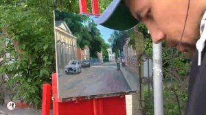 Художник Бори Коган "Денежный переулок. Москва 09/06/2017" Картина маслом. Пленэр