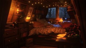 Расслабляющие звуки дождя в окне с ветром для сна и отдыха.