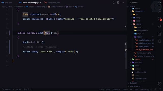 26 Laravel 7 for beginner Todo List Mini Project 8 | Route Model Binding смотреть онлайн
