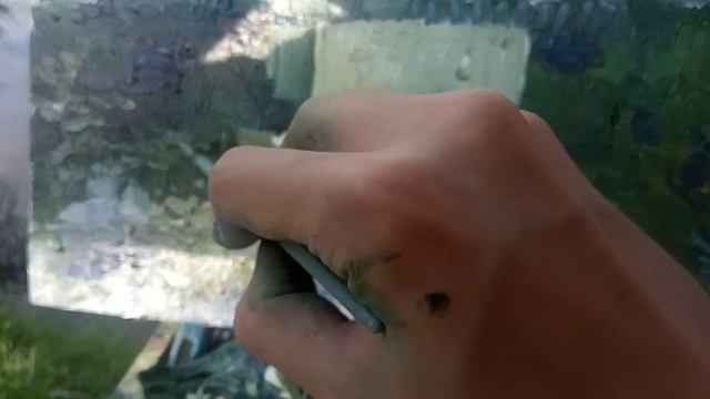 Летний пейзаж в усадьбе Кузьминки. Живопись кувшинок на пруду. Красота. Пейзаж маслом на холсте смотреть онлайн