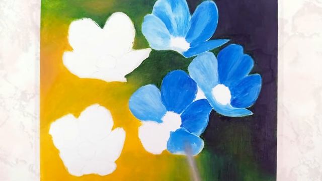Рисование цветов незабудки. Живопись маслом. смотреть онлайн