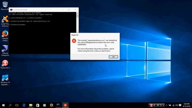 regsvr32 windows 10 error code 0x80004005 module was loaded but the the call to dll register failed смотреть онлайн
