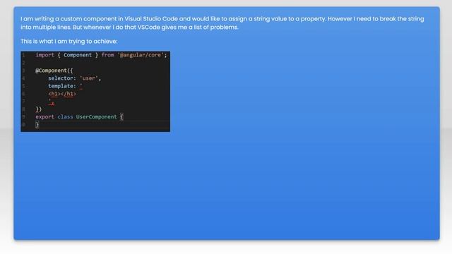 Angular 2 / TypeScript multi line string in Visual Studio Code