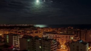 Armaçao de Pera, Algarve, Portugal. Full moon rising time-lapse.