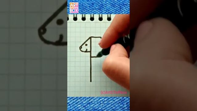 Как нарисовать собаку по клеточкам. How to draw dog super easy way