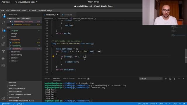 How to compute readability (Coleman-Liau index) - C Programming