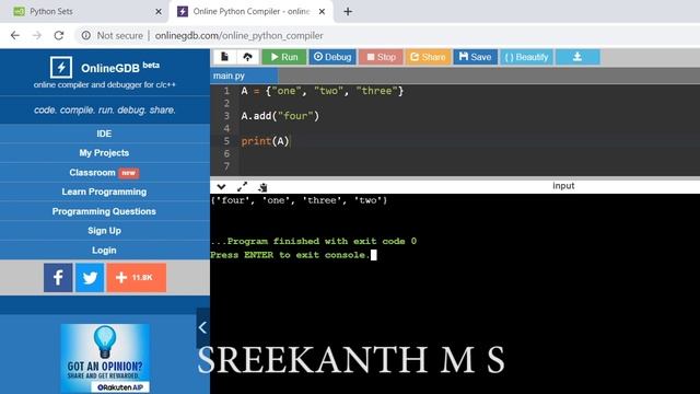 Python Tuples Sets