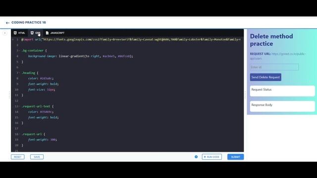 HTTP DELETE Method Practice Page Coding Practice 16 | Fetch & Callbacks 2 | CCBP NXTWAVE