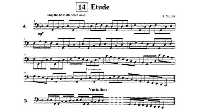 Etude with Variations | Piano Accompaniment | Suzuki Cello School | Volume 1 No. 14 | MM=80 смотреть онлайн