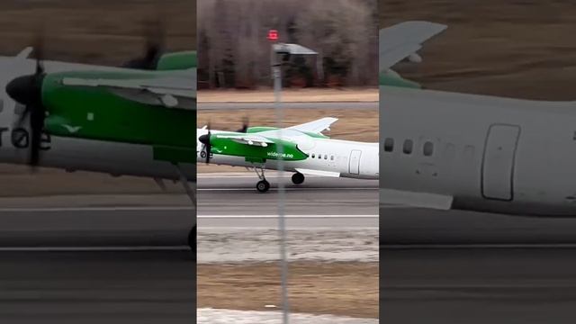 Widerøe Dash 8 Q400 New Livery ( LN-WDS ) taking off from Oslo Sandefjord Torp Airport