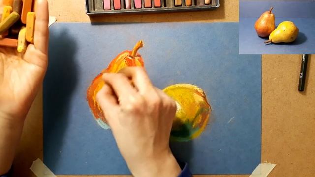 Рисование пастелью. Этюд фруктов: груши. Часть 2. смотреть онлайн