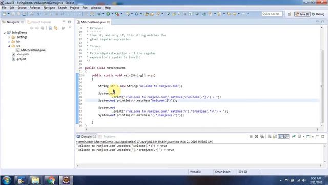 Java String [matches(String regex) method] | Java Tutorial смотреть онлайн