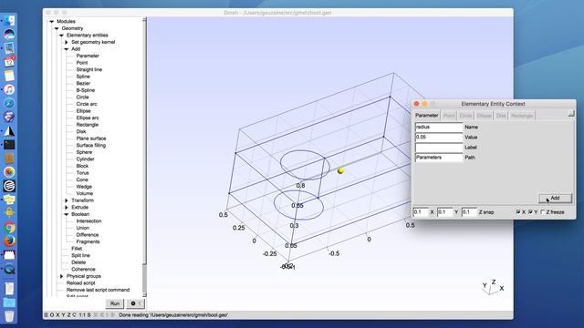 Constructive solid geometry in Gmsh 3.0