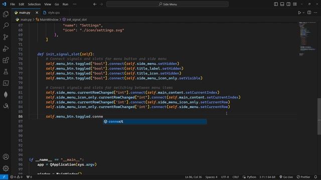 PyQt6 Programs | Animated Sidebar Menu Example