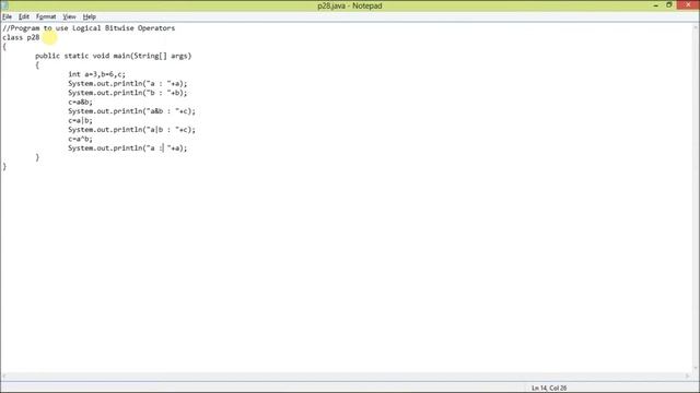 Java Logical Bitwise Operators Program