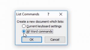 How to find all short cut in ms word