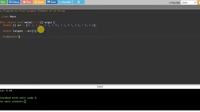 Java Program to Find Largest Element of an Array смотреть онлайн