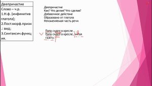 МОРФОЛОГИЧЕСКИЙ РАЗБОР ДЕЕПРИЧАСТИЯ