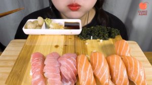 ASMR 연어는 못 참치! 쫀득 연어와 참치 초밥 그리고 바다포도 먹방 Salmon & Tuna Sushi sea grapes Umibudo MUKBANG