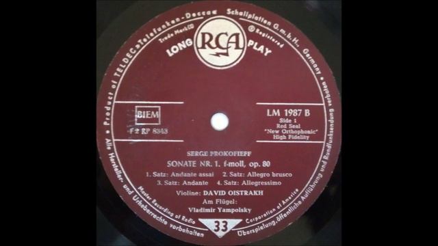 oistrakh prokofiev violin sonata no 1 смотреть онлайн