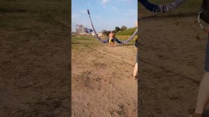 Атракцион "Рогатка" на Азовском море. Ейск.